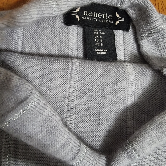 3/$40 Sale! Nanette Lepore Sparkle Knit Stand Neck Sweater - Picture 6 of 6